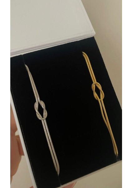 925 Ayar Gümüş Sevgili Çift Düğüm Bileklik Modeli