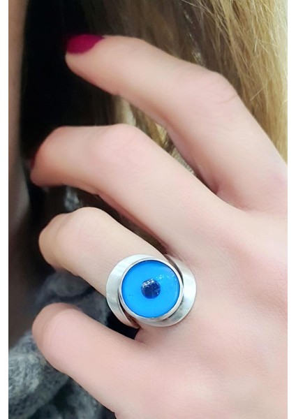 925AYAR Gümüş Nazar Boncuğu Tasarım Yüzük