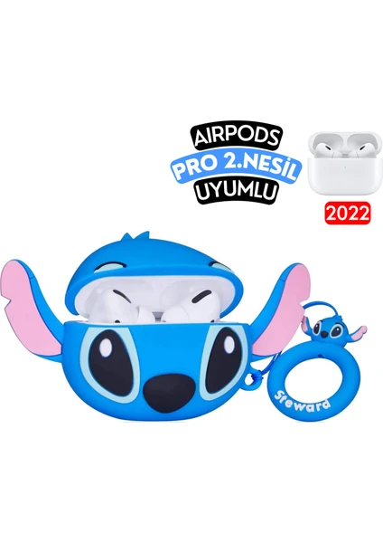 Airpods Pro 2. Nesil Uyumlu Stitch Figürlü Sevimli Kulaklık Kılıfı