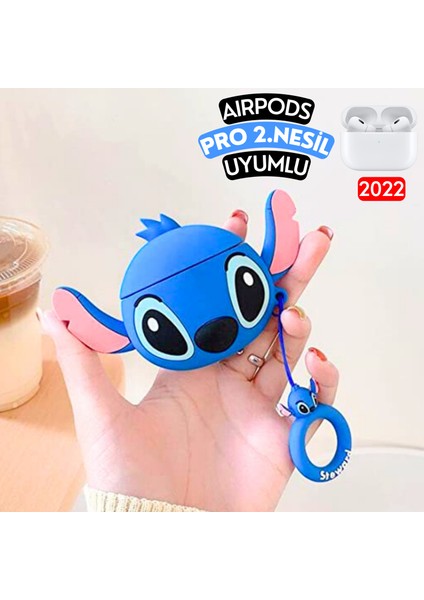 Airpods Pro 2. Nesil Uyumlu Stitch Figürlü Sevimli Kulaklık Kılıfı