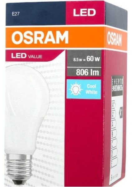 Osram 8,5W LED Ampul 6500K Beyaz Işık 806LM E27
