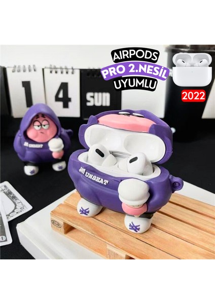 Airpods Pro 2. Nesil Uyumlu Hoodie Tasarım Patrick Yıldız Figürlü Sevimli Kulaklık Kılıfı