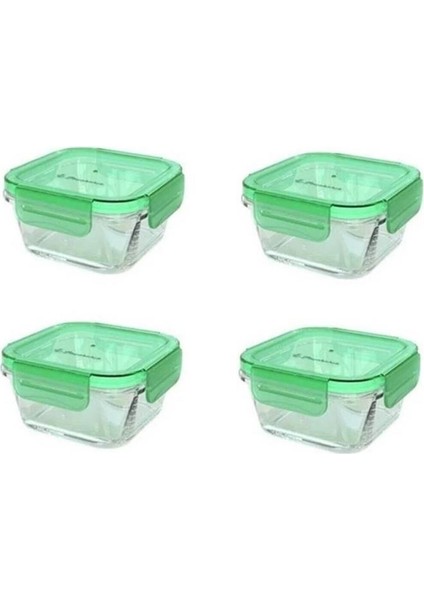 Cam 4lü Kelepçeli Vakumlu Saklama Kabı 300cc 530083