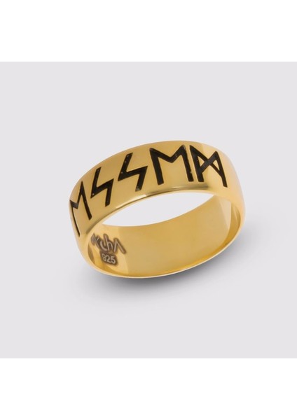 925 Ayar Gümüş – Altın Kaplama Runik Sembol Güç Yüzüğü (El Yapımı)