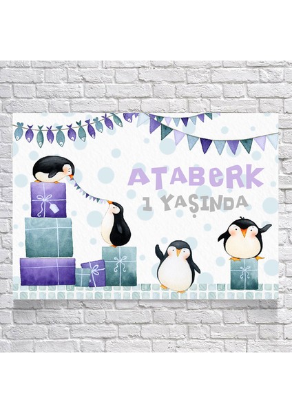 Penguen Temalı Doğum Günü AFIŞI35 x 50 cm