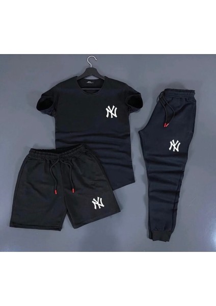 Ny Baskılı Unisex Yazlık Eşofman Kombini 3'lü