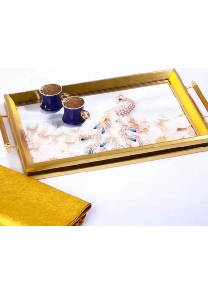 Naka.272 Altın Renk Tepsi 50x31cm