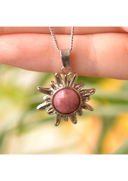 Rodonit Taşı Güneş Kolye