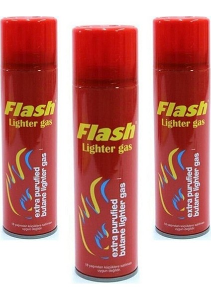 Çakmak Gazı 270 Ml. Parlı Kırmızı Kutu 3'lü Set