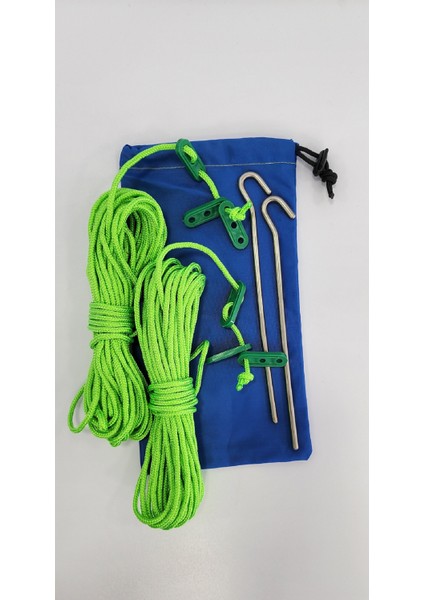 20 Metre Polyester ip - 4 mm + 6 Ad Gergi Aparatı +2 Ad Çadır Kazığı +Taşıma Çantası