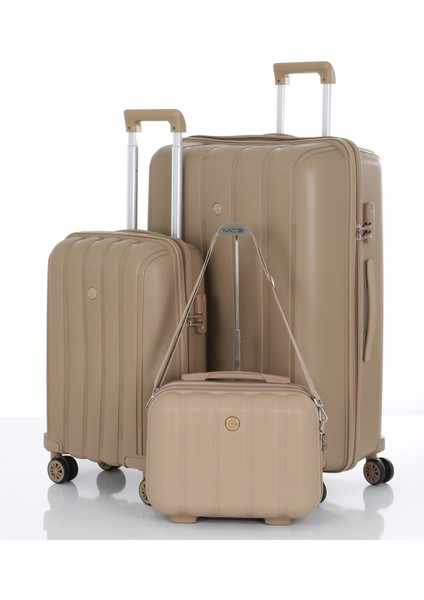 Polipropilen 3'lü Valiz Seti Büyük & Kabin & Makyaj V305