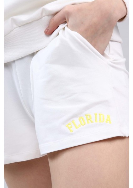 Fancy Kadın Bisiklet Yaka Nakış Detaylı Sweatshirt Şort İkili Takım fiyatları