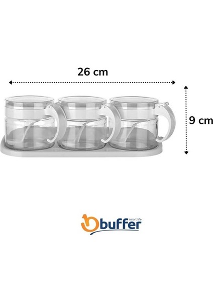Buffer® beyaz 3lü Standlı Kapaklı Kaşıklı Cam Hava Sızdırmaz Baharatlık Takımı Kc-386 fırsatları