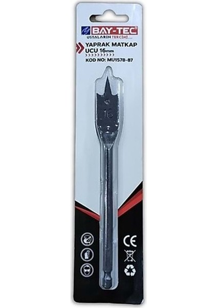 Yaprak Ahşap Delici Matkap Ucu 16 mm Bay-Tec MU1578-87
