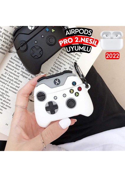 Airpods Pro 2. Nesil Uyumlu Xbox Oyun Konsolu Figürlü Kopçalı Silikon Kulaklık Kılıfı