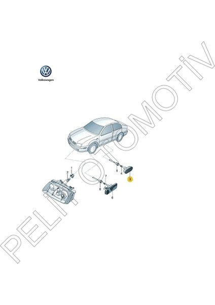 Polo (2000&GT;2006) Çamurluk Sinyal Lamba Camı 1J0949117 1ADET fiyatları