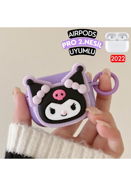 Airpods Pro 2. Nesil Uyumlu Sanrio Kuromi Figürlü Sevimli Premium Kulaklık Kılıfı