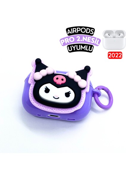 Airpods Pro 2. Nesil Uyumlu Sanrio Kuromi Figürlü Sevimli Premium Kulaklık Kılıfı