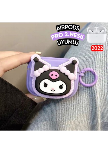 Airpods Pro 2. Nesil Uyumlu Sanrio Kuromi Figürlü Sevimli Premium Kulaklık Kılıfı