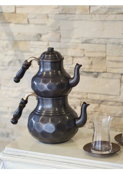 Bakır Çaydanlık Petekli Model Oksit Renk