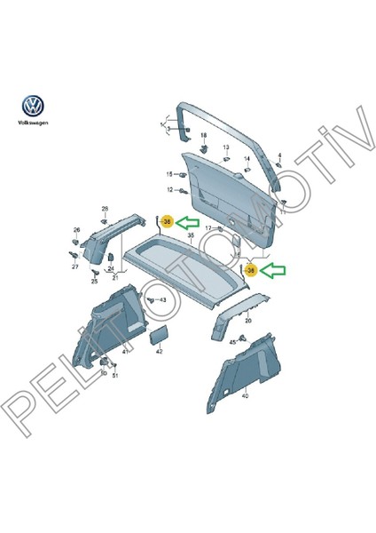 Golf 6 Bagaj Panzot Ipi 1K6863447 1K6863447A 2 Adet fiyatları