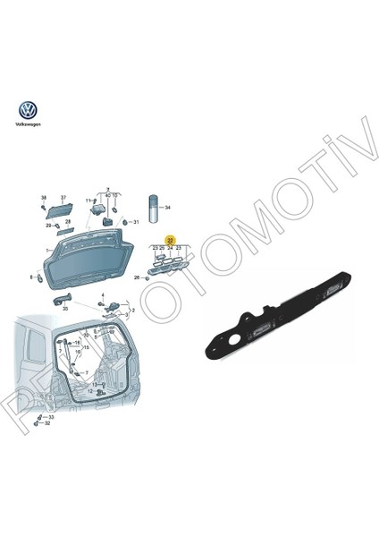 Touran (2003-2010) Bagaj Tutamağı (Plaka Lambalı) 1T0827574L