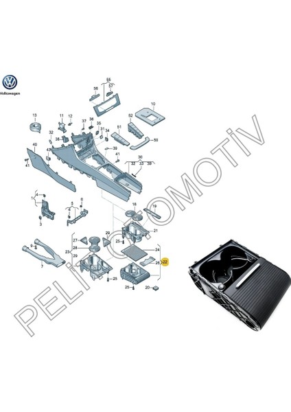 pelit oto Passat cc (2009-2017) Orta Konsol Sürgülü Bardaklık 3C0858329H Siyah