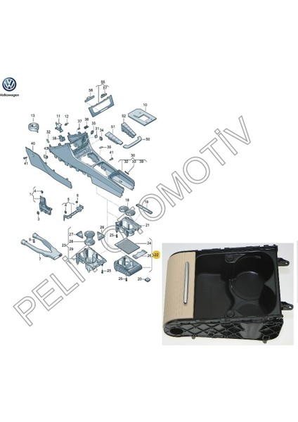Passat B7 (2011-2015) Orta Konsol Sürgülü Bardaklık 3C0858329H Bej fiyatları