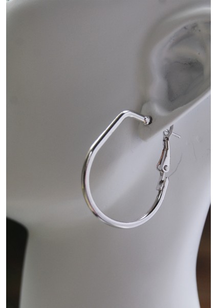 Boru Köşeli Halka Klipsli Küpe 2mm Y3CM / G2.5cm