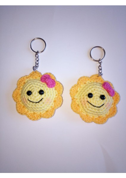 Maskot Güneş Amigurumi Organik Anahtarlık Oyuncak