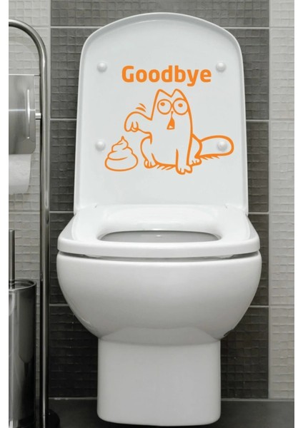 Good Bye Kedi Klozet Kapağı Sticker Banyo Wc Sticker