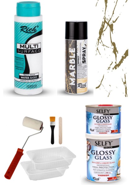 Surface 500CC Antik Beyaz,selfy Decor Glossy Glass 200+100GR Balkon,teras,banyo,mutfak,tezgah,fayans