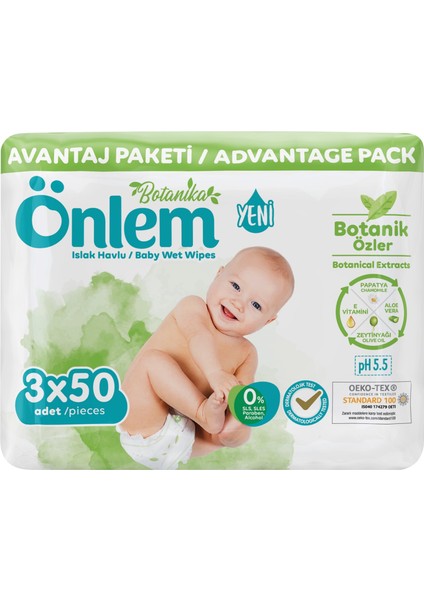 Islak Havlu Mendil 50 Yaprak Botanika Özlü (3 Lü Pk) Toplam 150 Yaprak