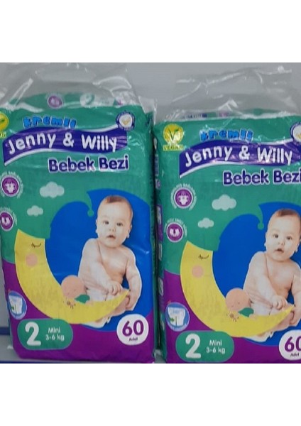 Jenny & Willy Bebek Bezi Jenny & Will 3-6 kg (60*2) 120 Adet Mini