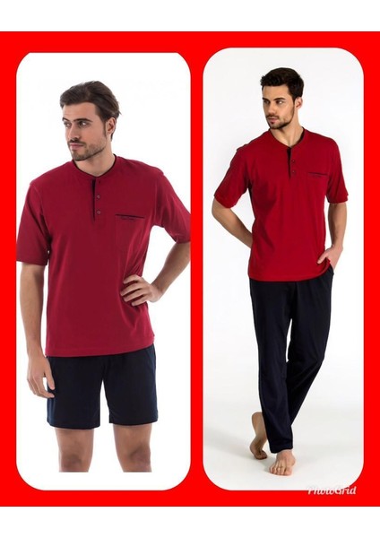 Pierre Cardin 5370 Bordo 3 Lü Pijama Şort Takım modelleri