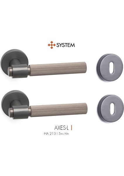 Axes-L Bbn Oda Rozetli Füme Renk Oda Kapı Kolu 1 Takım HA213RO12NBBN