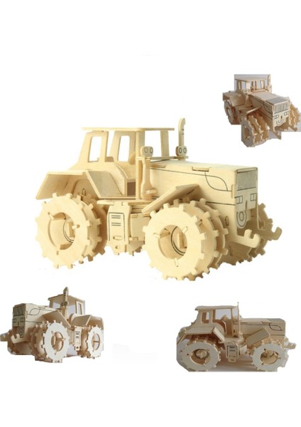 Tractor 3D Ahşap Boyanabilir Puzzle Maket Traktör 79 Parça