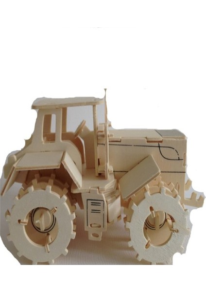 Tractor 3D Ahşap Boyanabilir Puzzle Maket Traktör 79 Parça