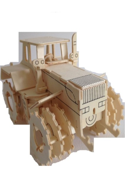 Tractor 3D Ahşap Boyanabilir Puzzle Maket Traktör 79 Parça