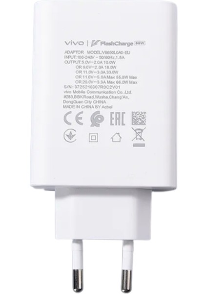 Vivo Flashcharge 66W Hızlı Şarj Cihazı Seti modelleri