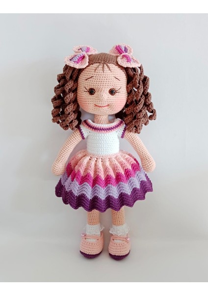 Festival Kıvırcık Saçlı Karnaval Bebek Amigurumi Organik Oyuncak