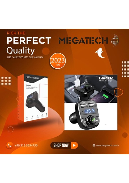Mg-Tmx8 Usb-Aux-Otg-Mp3 Digital Göstergeli Transmitter