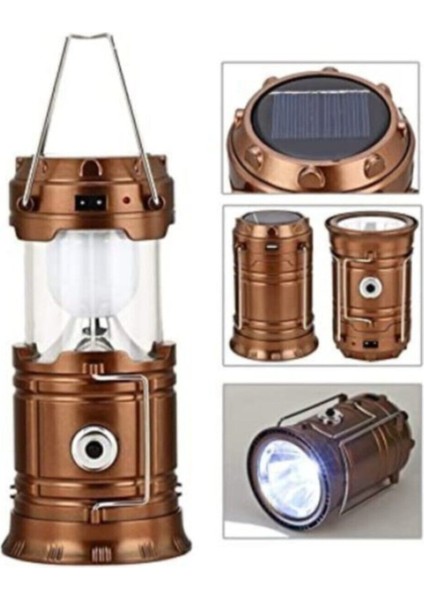Güneş Enerjili Kamp Çadır Feneri Büyük Boy Kamp Lambası LED Solar Şarjlı USB Girişli LED Işıldak