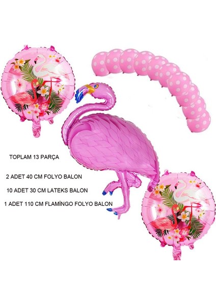 Tropical Hawaiian Flamingo Balon Seti Pembe Renk 13 Parça