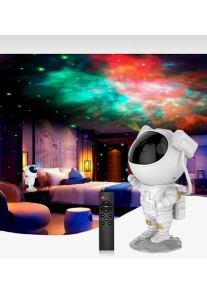 Astronot Yıldız Dekoratif Projektör Işıklı Galaksi Samanyolu Projeksiyon Gece Lambası Astronot Işık
