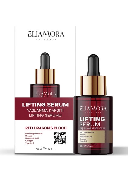 Lifting Serum Yaşlanma Karşıtı Etki Tüm Cilt Tipleri İçin 30 ml Kırmızı Ejderha Kanı