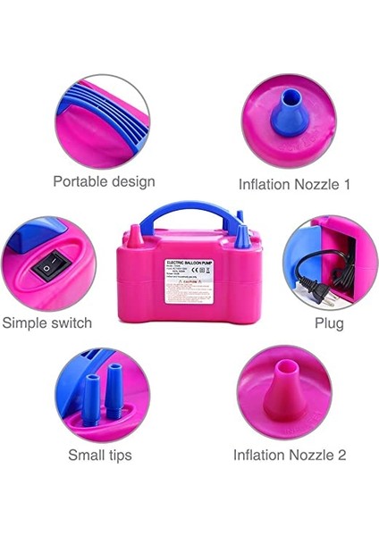 Balon Şişirme Makinesi Aleti Elektirikli Pompa Fişli Balon Şişirme Hızlı Balon Şişirme Makinesi