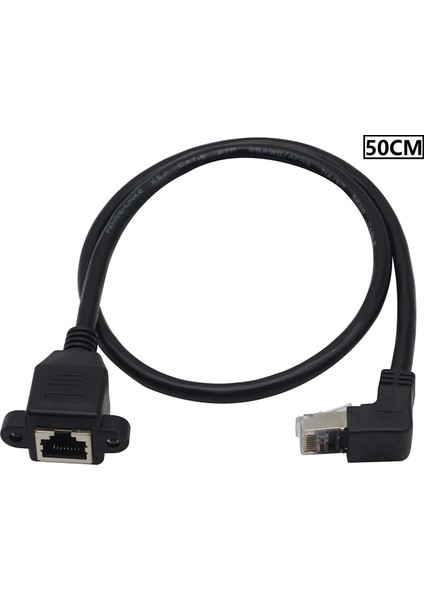 4350 RJ45 Dişi Erkek Uzatma 0.5m Dirsek 90 Derece Panel Tipi Cat6 Montaj Kablosu