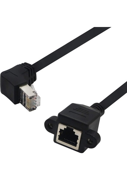 4350 RJ45 Dişi Erkek Uzatma 0.5m Dirsek 90 Derece Panel Tipi Cat6 Montaj Kablosu
