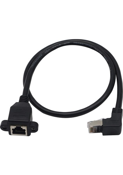 4350 RJ45 Dişi Erkek Uzatma 0.5m Dirsek 90 Derece Panel Tipi Cat6 Montaj Kablosu